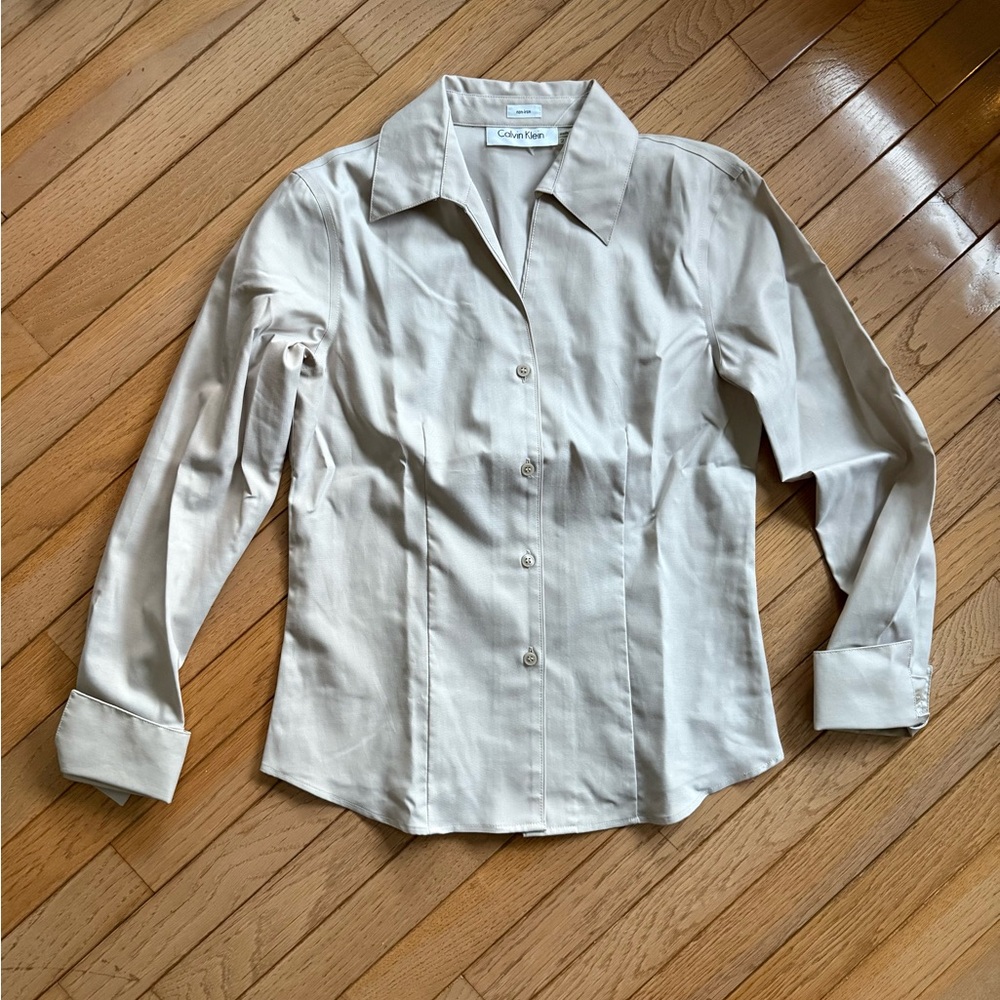 NWOT - Calvin Klein Light Tan Collared Shirt